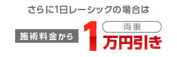 さらに1日レーシックの場合は施術料金から1万円引き