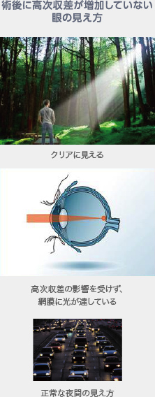 高次収差の影響を受けず網膜に光が達しているのでクリアに見える