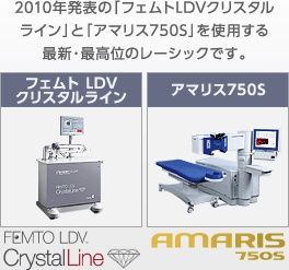 2010年発表の「フェムトLDVクリスタルライン」と「アマリス750S」を使用する最新・最高位のレーシックです。